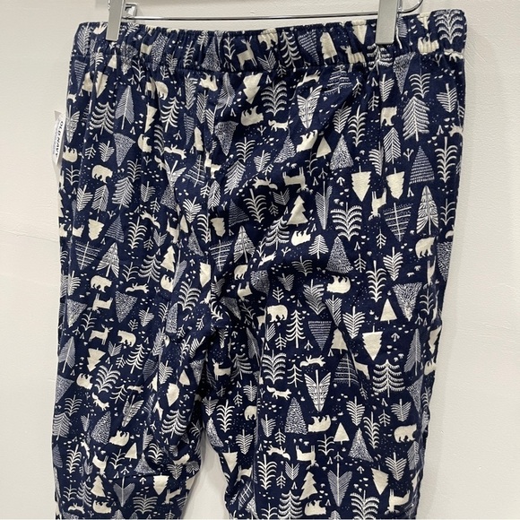Old Navy Flannel Jogger Pajamas Blue Trees Bear Deer Size Large - Picture 5 of 9